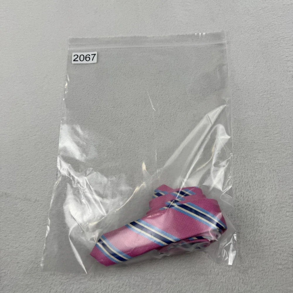 BOSS Hugo Boss Silk Tie Mens One Size Pink Navy Blue Striped Made in Italy